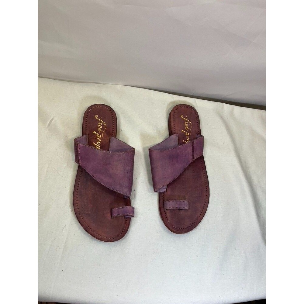 FREE PEOPLE WOMENS PURPLE LEATHER SANDLAS SLIP ON SZ 7